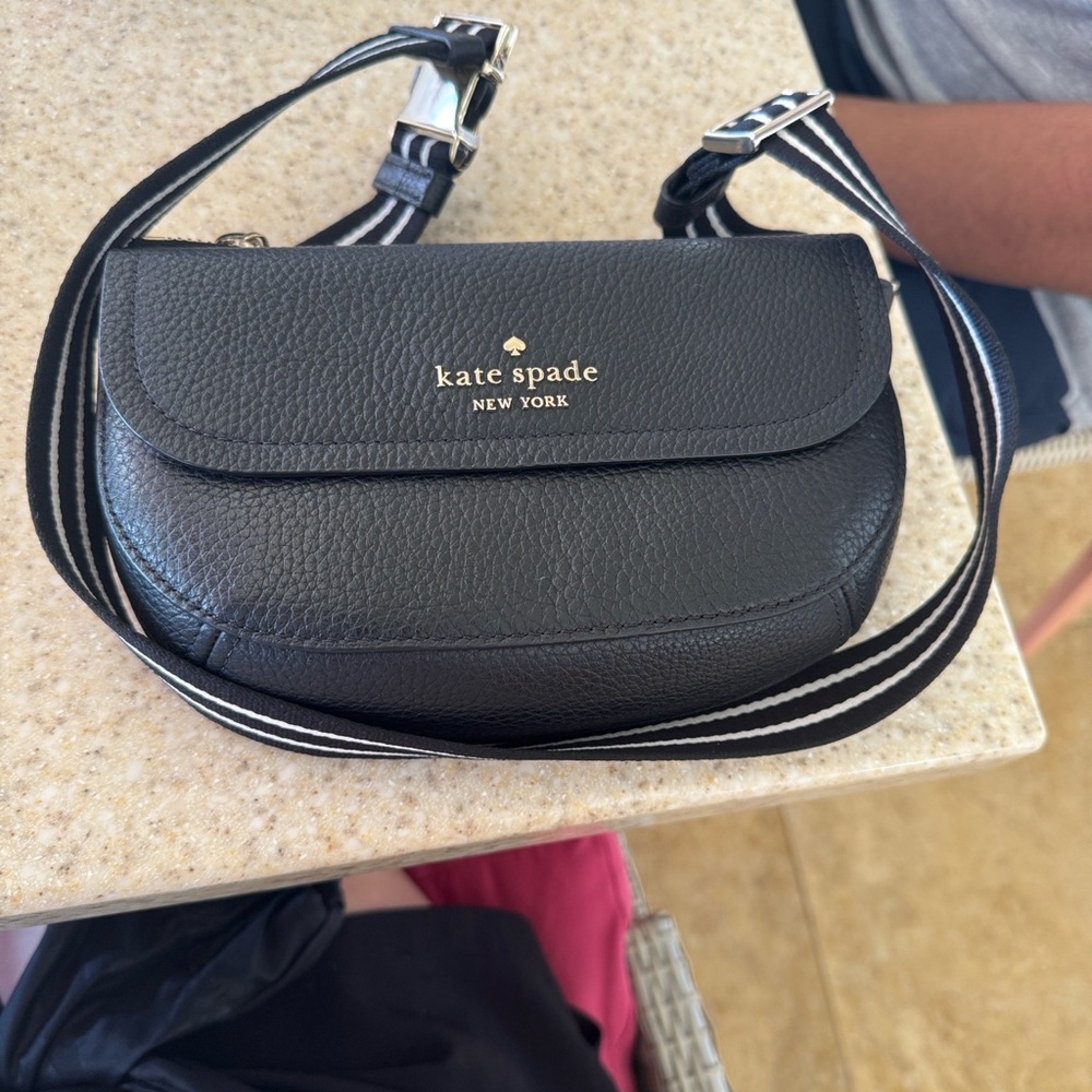 Kate Spade Black Crossbody Bag with Monochrome Strap